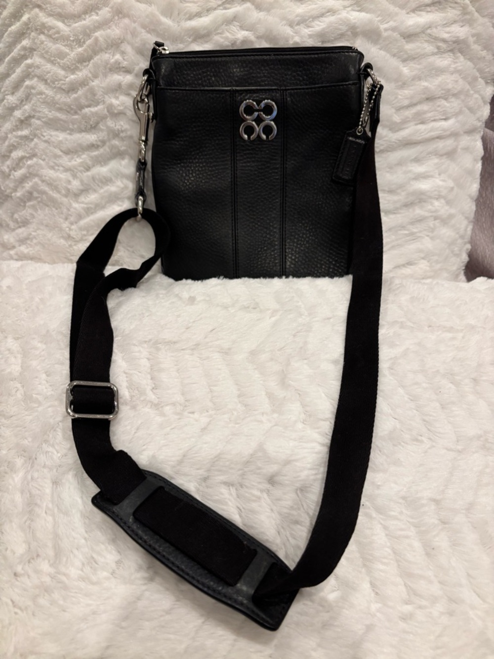 Coach Black Pebbled Leather Adjustable Strap Crossbody “Julia” Bag